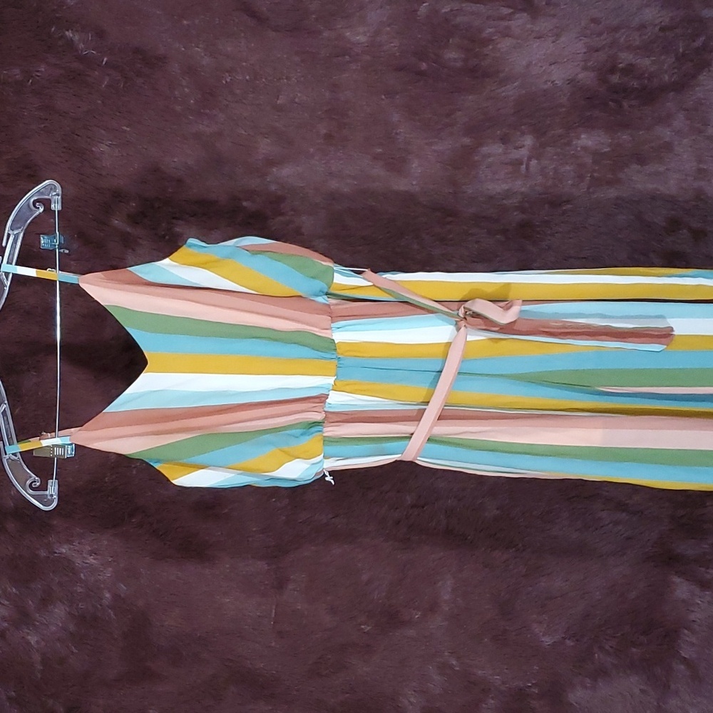 C Label Multicolored Stripe Cropped Romper